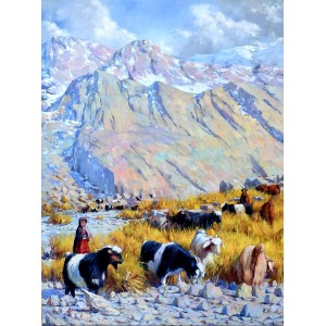 Naseeb Khan, 30 x 36 Inch, Oil on Canvas, Landscape Painting, AC-NSBK-020